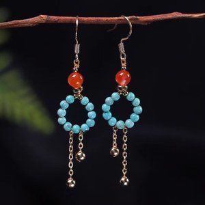 Turquise earring, natural turquise stone, handmade